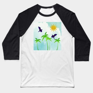 Summer Escape with Palm Trees Sky and Sun Baseball T-Shirt